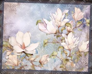 Watercolor Pastel Magnolias Junk Journal Background, Fairy Collage Printable, Floral Nature Journal Paper, Muted Colors Invites