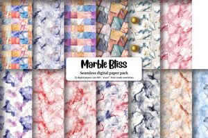 Realistic Marble Texture Digital Paper Pack - Seamless Patterns for Crafts, Scrapbooking, and Design Projects - Instant Download