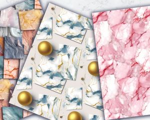 Realistic Marble Texture Digital Paper Pack - Seamless Patterns for Crafts, Scrapbooking, and Design Projects - Instant Download