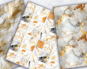 Digital Pattern Paper with Seamless Marble Texture and Gold Elements - Elegant and Luxurious Design for Crafts and Scrapbooking