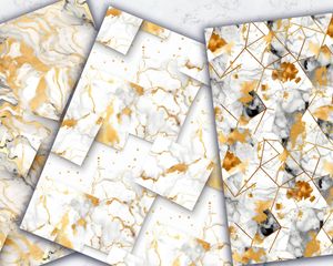 Digital Pattern Paper with Seamless Marble Texture and Gold Elements - High-Quality Instant Download for Scrapbooking, Card Making