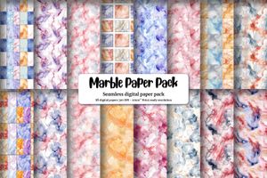 Realistic Marble Texture Digital Paper Pack - Seamless Pattern - High-Quality Printable Backgrounds for Scrapbooking, Card Making