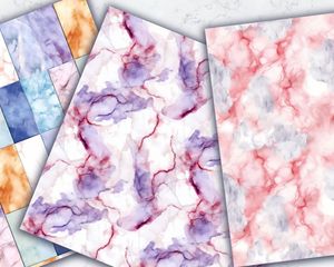 Realistic Marble Texture Digital Paper Pack - Seamless Pattern - High-Quality Printable Backgrounds for Scrapbooking, Card Making