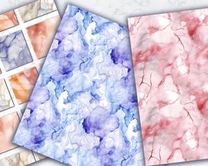 Realistic Marble Texture Digital Paper Pack - Seamless Pattern - High-Quality Printable Backgrounds for Scrapbooking, Card Making