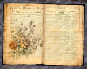 Watercolor Illustration Lined Paper Marigolds Floral Theme Vintage Flowers Wallpaper for Junk Journal, High Quality Detailed Scrapbook Pages