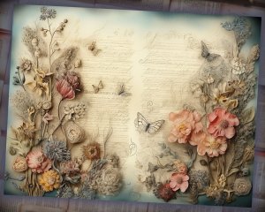 26 pages of Meadow Fauna and Wild Flowers, vivid colors, shabby chic ephemera, scrabooking background, perfect for invitations