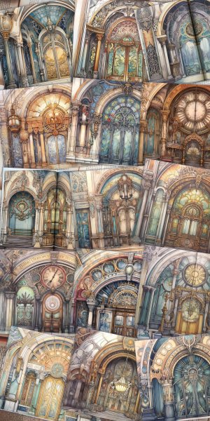 Junk Journal Page Artbook Illustration by Stefan in the Mist, Ornate Interiors Style, Realistic Anamorphic Art, Contoured Shading