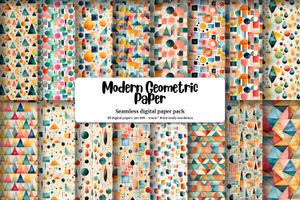 Geometric Shapes Digital Paper, Seamless Patterns for Scrapbooking, Crafts, and DIY Projects, Instant Download, Commercial Use