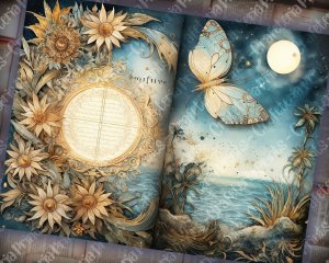 16 Pages of Moonlight Background, Moon and Sun Celestial Vibes, Shabby Chic Ephemera, Scrapbooking Background - Perfect for Invitations