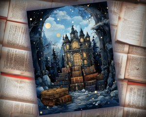 12 Papers | Whimsical Moonlit Scrapbooking Kit with Mystical Animation, Painterly Textures, and Mysterious Backdrops | Junk Journal