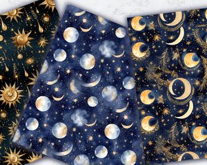 Celestial Moonlight Digital Paper Seamless Texture, Celestial Moonlight Pattern, Celestial Moonlight Background, Celestial Moonlight Clipart