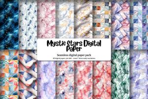 Mystic Stars Digital Paper - Realistic Marble Texture - Seamless Pattern for Crafts and Scrapbooking - High Quality - Instant Download