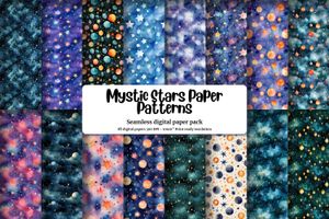 Mystic Stars Digital Paper Collection - Seamless High-Quality Patterns for Crafts, Scrapbooking, and DIY Projects - Instant Download