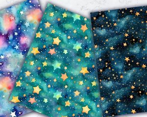 Mystic Stars Digital Paper Seamless Pattern for Crafts, Scrapbooking, and Design Projects - Instant Download, High-Resolution