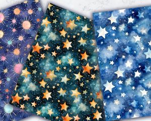 Mystic Stars Digital Paper Seamless Pattern for Crafts, Scrapbooking, and Design Projects - Instant Download, High-Resolution