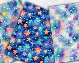 Mystic Stars Digital Paper Seamless Pattern | High Quality Instant Download | Printable Paper Pack | Mystical Stars Background