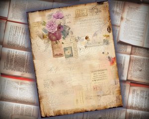 12 papers | Mystical and Energetic Scrapbooking Kit | Fairy Tale Watercolor Illustrations | Shabby Chic Ephemera | Intricate Details