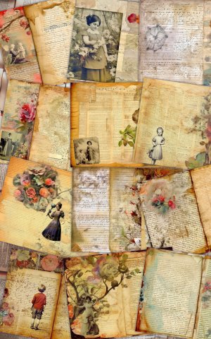 12 Papers | Mother Nature Fairy Tale Forest Scrapbooking Kit, Shabby Chic Ephemera, Printable Junk Journal Pages, Vintage Paper Texture