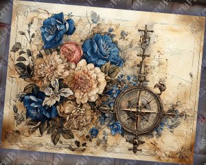 Nautical Decoupage Patterned Wallpaper for Junk Journal - High Quality 8k Watercolor Composition, Perfect for Invitations, Digital Planners