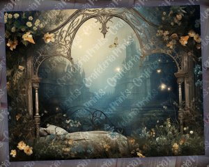 14 papers | Night Garden background, fairy tale garden by night, shabby chic ephemera, scrapbooking kit, printable paper, junk journal