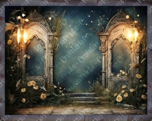 14 papers | Night Garden background, fairy tale garden by night, shabby chic ephemera, scrapbooking kit, printable paper, junk journal