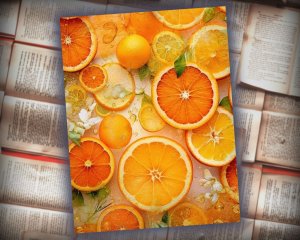 10 papers | Orange Fruit Texture Scrapbooking Papers | Vintage Design Ideas | Handmade Art | Mixed Media | Shabby Chic | Printable Pages