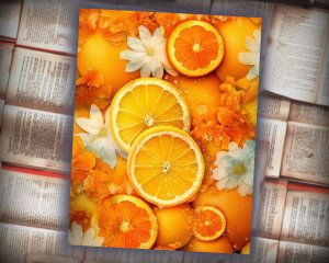 14 Papers | Orange Fruit Texture Scrapbooking Kit - High Res Vintage Design Ideas for Junk Journals, Invitations, and Mixed Media Art