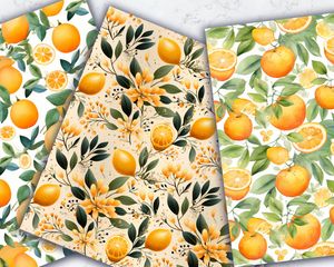 Cartoon Orange and Lemon Digital Paper Bundle - Seamless Texture, Instant Download, Commercial Use, Scrapbooking, Planner Supplies, Clipart