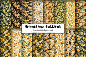 Cartoon Orange Lemon Digital Paper, Seamless Texture Patterns, Instant Download, Printable Scrapbook Paper, Commercial Use, DIY Crafts