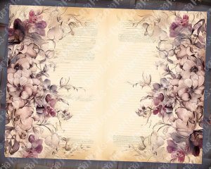 Watercolor Orchids Floral Theme Vintage Flowers Wallpaper for Scrapbooking, Invitations, Designs - High Quality, Detailed, Big Elements