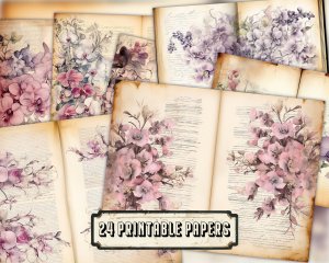 Watercolor Orchids Floral Theme Vintage Flowers Wallpaper for Scrapbooking, Invitations, Designs - High Quality, Detailed, Big Elements