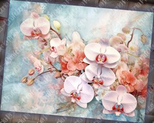 Fairy Tale Watercolor Orchids Junk Journal Background, Floral Nature Journal Paper, Muted Colors, Digital Printable, Perfect for Invitations