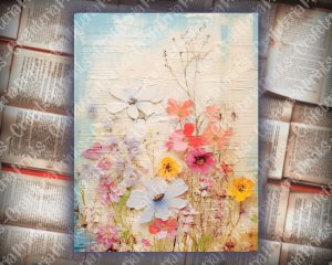 20 Pages of Painted Wildflowers Background, Vivid Colors, Shabby Chic Ephemera for Scrapbooking, Invitations, Digital Planners