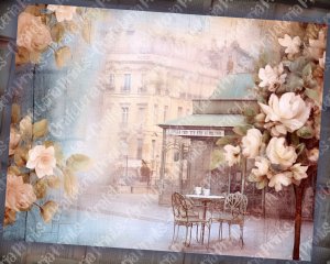 20 pages of Parisian Cafe Background Vintage Flowers, Shabby Chic Ephemera, Scrapbooking Backgrounds - Perfect for Invitations