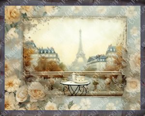 20 pages of Parisian Cafe Background Vintage Flowers, Shabby Chic Ephemera, Scrapbooking Backgrounds - Perfect for Invitations