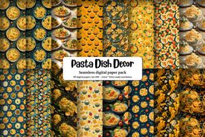 Digital Pattern Paper with Seamless Texture for Pure and Perfect Pasta Dish, Kitchen Decor, Food Clipart, Instant Download, Printable Design