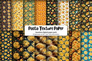 Digital Pattern Paper with Seamless Texture for Pure and Perfect Pasta Dish, Food-Inspired Clipart, Kitchen Decor, Instant Download