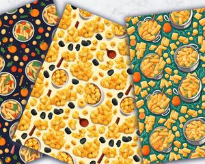 Digital Pattern Paper with Seamless Texture for Pure and Perfect Pasta Dish, Food-Inspired Clipart, Kitchen Decor, Instant Download