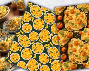 Digital Pattern Paper with Seamless Texture for Pure and Perfect Pasta Dish, Food-Inspired Clipart, Kitchen Decor, Instant Download