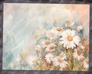 Watercolor pastel illustration of Daisies Junk Journal Background, Fairy Collage Printable, Digital Junk Journal, Nature Journal Paper