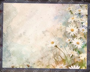 Watercolor pastel illustration of Daisies Junk Journal Background, Fairy Collage Printable, Digital Junk Journal, Nature Journal Paper