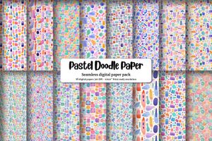 Pastel Doodle Pattern Paper, Seamless Watercolor Texture with Doodle Shapes, Pastel Colors, Digital Clipart, Instant Download, DIY Crafts