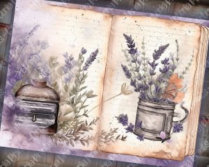 Fairy Tale Watercolor Pastel Lavenders Clipart - Junk Journal Background, Printable Collage, Digital Nature Journal Paper, Floral Background