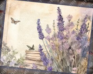 Fairy Tale Watercolor Pastel Lavenders Clipart - Junk Journal Background, Printable Collage, Digital Nature Journal Paper, Floral Background