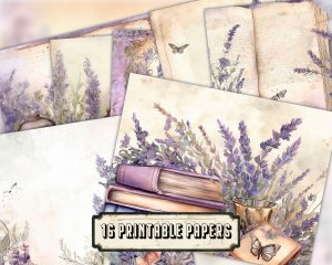 Fairy Tale Watercolor Pastel Lavenders Clipart - Junk Journal Background, Printable Collage, Digital Nature Journal Paper, Floral Background