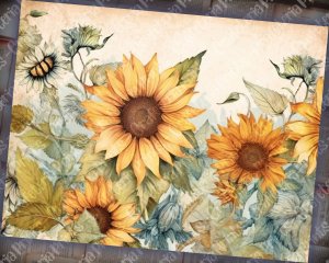 Watercolor Pastel Sunflowers Junk Journal Background, Fairy Collage Printable, Digital Nature Journal Paper, Floral Background, Muted Colors