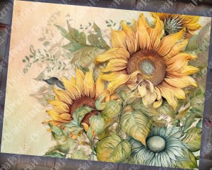 Watercolor Pastel Sunflowers Junk Journal Background, Fairy Collage Printable, Digital Nature Journal Paper, Floral Background, Muted Colors