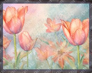 Fairy Tale Watercolor Pastel Tulips Junk Journal Background, Floral Nature Journal Paper, Muted Colors, Printable Collage for Invitations