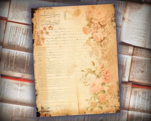 16 papers | Peach Cream Grunge Junk Journal Kit, Shabby Chic Vintage Lined Paper, Neutral Printable Pages, Scrapbooking and Journaling Kit