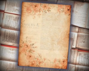 16 papers | Peach Cream Grunge Junk Journal Kit, Shabby Chic Vintage Lined Paper, Neutral Printable Pages, Scrapbooking and Journaling Kit